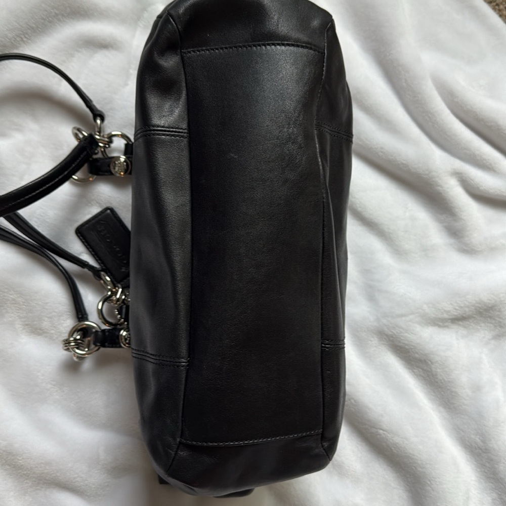 Coach Black Leather Tote Bag with Silver accents - Picture 7 of 7